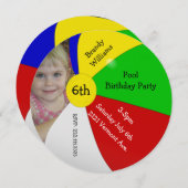 Wasserball-Foto-Geburtstags-Party Einladung (Vorne/Hinten)