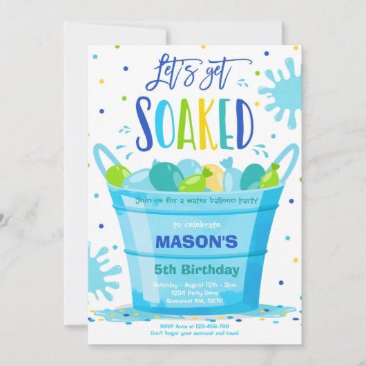 Wasserballon Birthday Party Sommerwasserballon Einladung (Vorderseite)