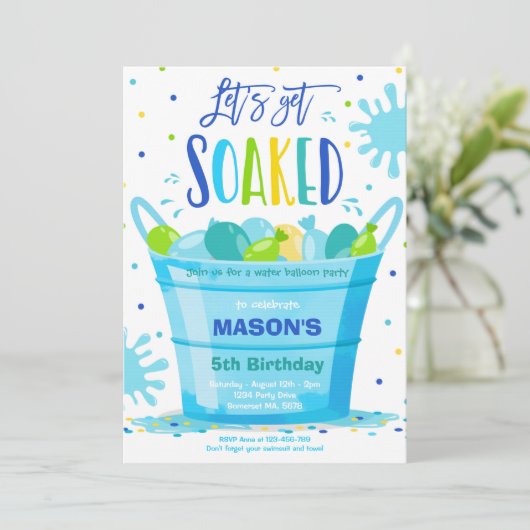 Wasserballon Birthday Party Sommerwasserballon Einladung (Stehend Vorderseite)