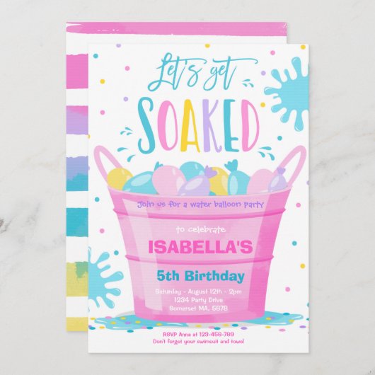Wasserballon Birthday Party Sommerwasserballon Einladung (Vorne/Hinten)