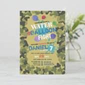 Wasserballon Flight Camouflage Geburtstag Einladun Einladung (Stehend Vorderseite)