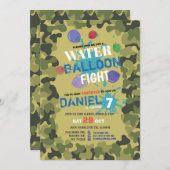 Wasserballon Flight Camouflage Geburtstag Einladun Einladung (Vorne/Hinten)