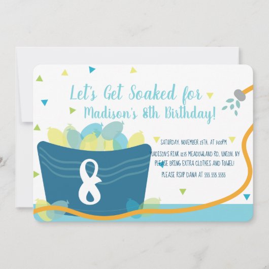 Wasserballon-Kampf Geburtstag Einladung (Vorderseite)