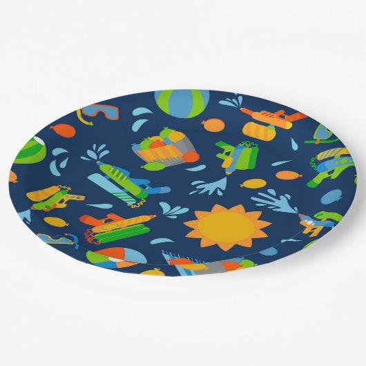 Wasserballon Wasserläufe Pool Party Kindergeburtst Pappteller (Schrägansicht)