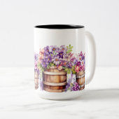WASSERBARRELS MIT PINK PURPLE-BLUMEN ZWEIFARBIGE TASSE (VorderseiteRechts)