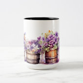 WASSERBARRELS MIT PINK PURPLE-BLUMEN ZWEIFARBIGE TASSE (Mittel)