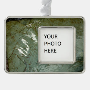 Wasserbedeckte Felsplatte Naturfoto Rahmen-Ornament Silber
