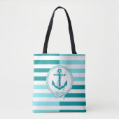 Wasserblaue Schiffsanker, wasserblauer Streifen Tasche (Vorderseite)