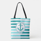 Wasserblaue Schiffsanker, wasserblauer Streifen Tasche (Rückseite)