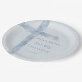 wasserblaues Kreuz  Erste Kommunion  Pappteller (Schrägansicht)