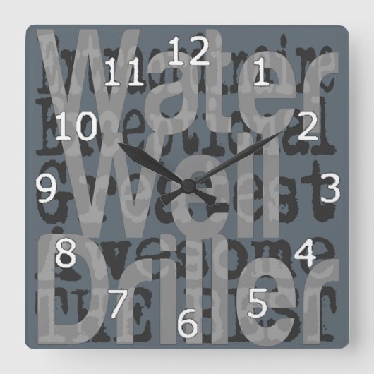 Wasserbohrer Quadratische Wanduhr (Vorderseite)