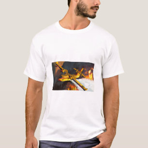 Wasserbomber, die einen Tropfen über Waldbrand mac T-Shirt