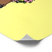 Wasserbüffel mit Blume Cartoon-Abbildung Poster (Ecke)