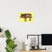Wasserbüffel mit Blume Cartoon-Abbildung Poster (Heimbüro)