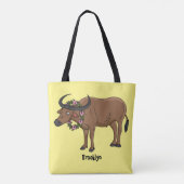 Wasserbüffel mit Blume Cartoon-Abbildung Tasche (Rückseite)