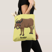 Wasserbüffel mit Blume Cartoon-Abbildung Tasche (Von Nahem)