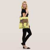 Wasserbüffel mit Blume Cartoon-Abbildung Tasche (Am Model)