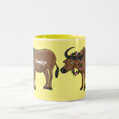 Wasserbüffel mit Blume Cartoon-Abbildung Zweifarbige Tasse (Mittel)