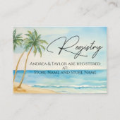 Wassercolor Beach Palm Trees Wedding Gift Registry Begleitkarte (Vorderseite)