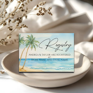 Wassercolor Beach Palm Trees Wedding Gift Registry Begleitkarte
