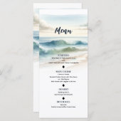 Wassercolor Beach Waves Coastal Wedding Menü Menükarte (Vorne/Hinten)