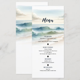 Wassercolor Beach Waves Coastal Wedding Menü Menükarte