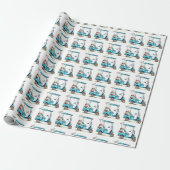 Wassercolor Blue Golf Cart Geschenkpapier (Ungerollt)