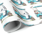 Wassercolor Blue Golf Cart Geschenkpapier (Rolleneckpunkt)
