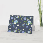 Wassercolor Blue Hydrangea Blumengarland Hochzeit Dankeskarte (Rückseite)