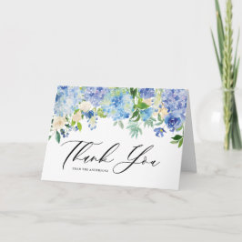 Wassercolor Blue Hydrangea Blumengarland Hochzeit Dankeskarte