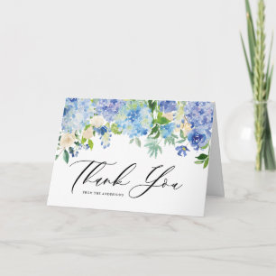 Wassercolor Blue Hydrangea Blumengarland Hochzeit Dankeskarte