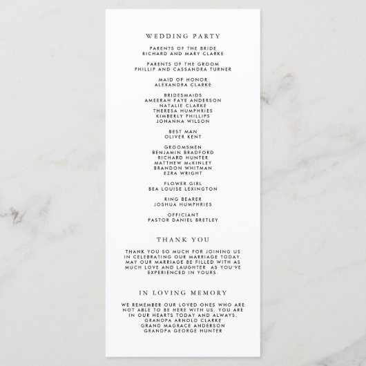 Wassercolor Blue Hydrangea Blumengarland Hochzeit Programm (Rückseite)