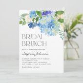 Wassercolor Blue Hydrangea Floral Bridal Brunch Einladung (Stehend Vorderseite)