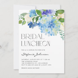 Wassercolor Blue Hydrangea Floral Bridal Luncheon Einladung