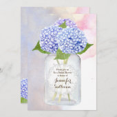 Wassercolor Blue Hydrangea Mason Jar Brautparty Einladung (Vorne/Hinten)