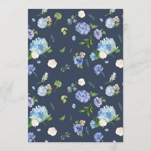 Wassercolor Blue Hydrangea Wedding Menu Menükarte (Rückseite)