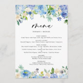 Wassercolor Blue Hydrangea Wedding Menu Menükarte (Vorderseite)