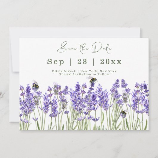 Wassercolor Boho Lavender Save the Date Card (Vorderseite)