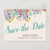 Wassercolor Bouquet Save the Date Hochzeit Postkarte (Vorderseite)