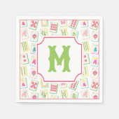 Wassercolor Bright Mahjong Tiles Monogram Serviette (Vorderseite)