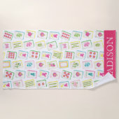 Wassercolor Bright Mahjong Tiles Monogram Strandtuch (Vorderseite)