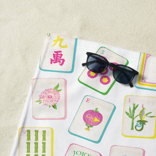 Wassercolor Bright Mahjong Tiles Monogram Strandtuch (Beispiel)