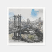Wassercolor Brooklyn Bridge Napkins - Eleganter NY Serviette (Vorderseite)