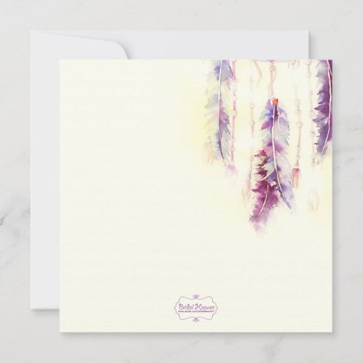 Wassercolor Dreamcatcher Feathers Wedding Einladung (Rückseite)