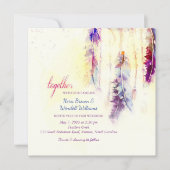 Wassercolor Dreamcatcher Feathers Wedding Einladung (Vorderseite)