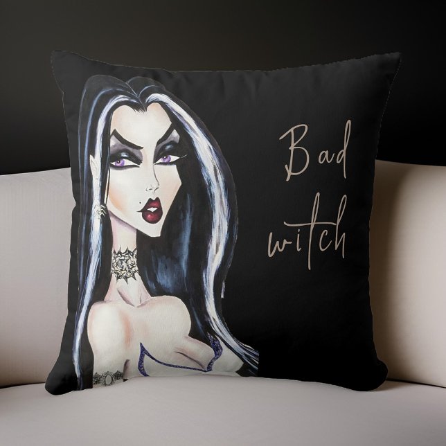 Wassercolor Gothic Bad Witch Halloween Kissen (Von Creator hochgeladen)