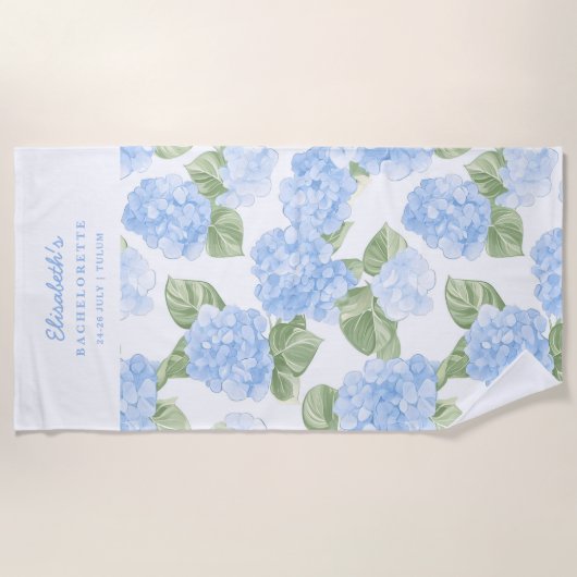 Wassercolor Hydrangea Bachelorette Strandtuch (Vorderseite)