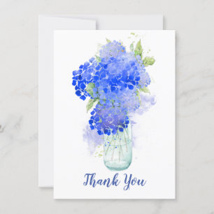 Wassercolor Hydrangea Schöne blaue Blume Dank Dankeskarte