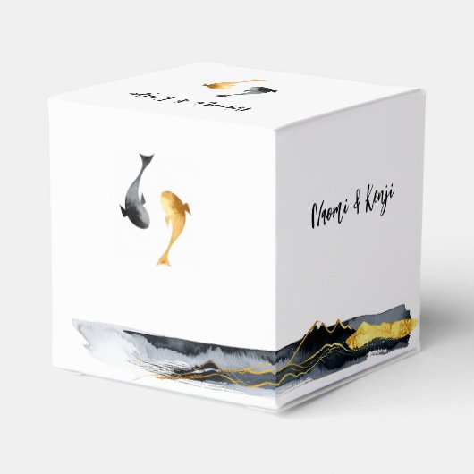 Wassercolor Koi Fish Wedding Geschenkschachtel (Rückseite)