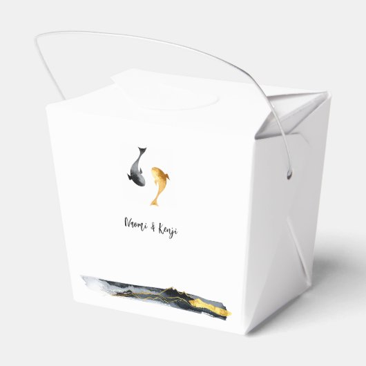 Wassercolor Koi Fish Wedding Geschenkschachtel (Rückseite)